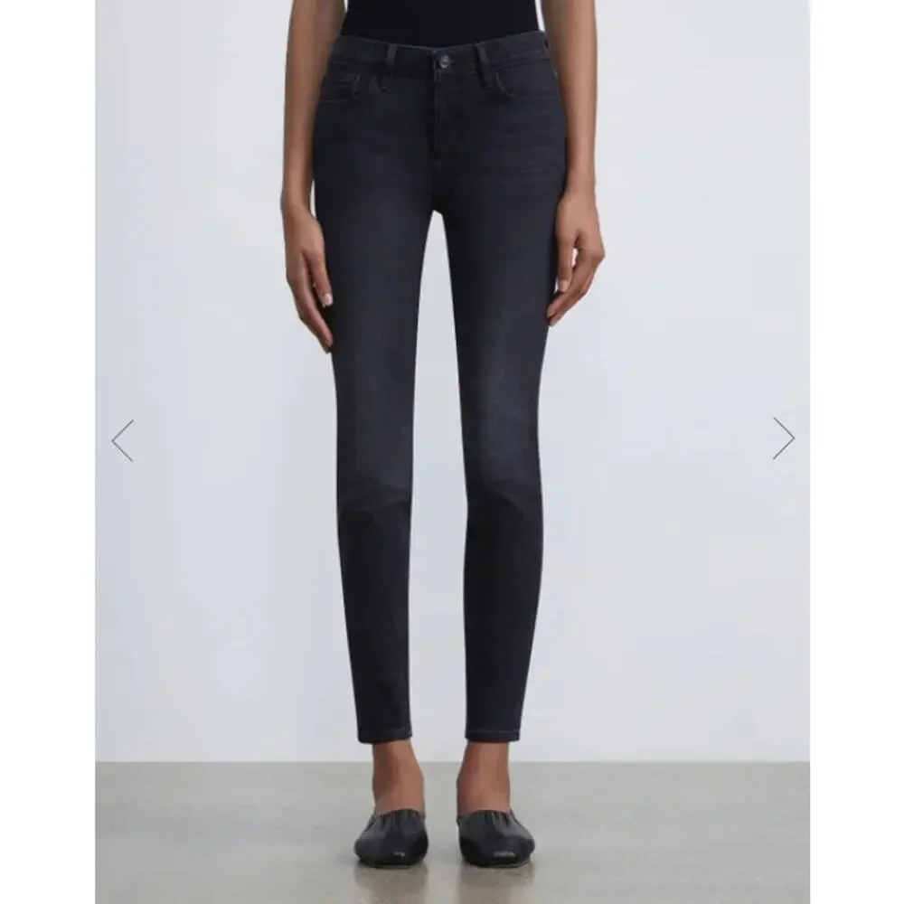 Lafayette 148 Mercer Skinny Jeans Women's 31 Washed Onyx Black Stretch Ankle - Picture 1 of 13